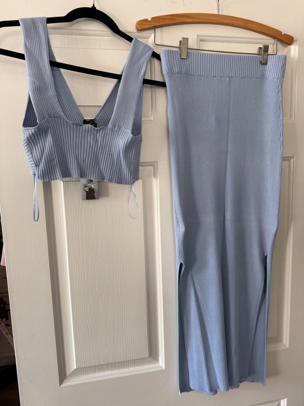 Sincerely Jules Light Blue Ribbed Knit Crop Top - Picture 3 of 4